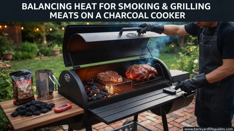 balancing heat for smoking and grilling meats on a charcoal cooker